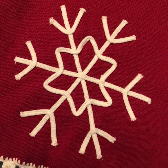 Hanna Anderson snowflake Red and white 
sweater dress Like New Size 60 2m 3m 6m - Picture 8 of 10